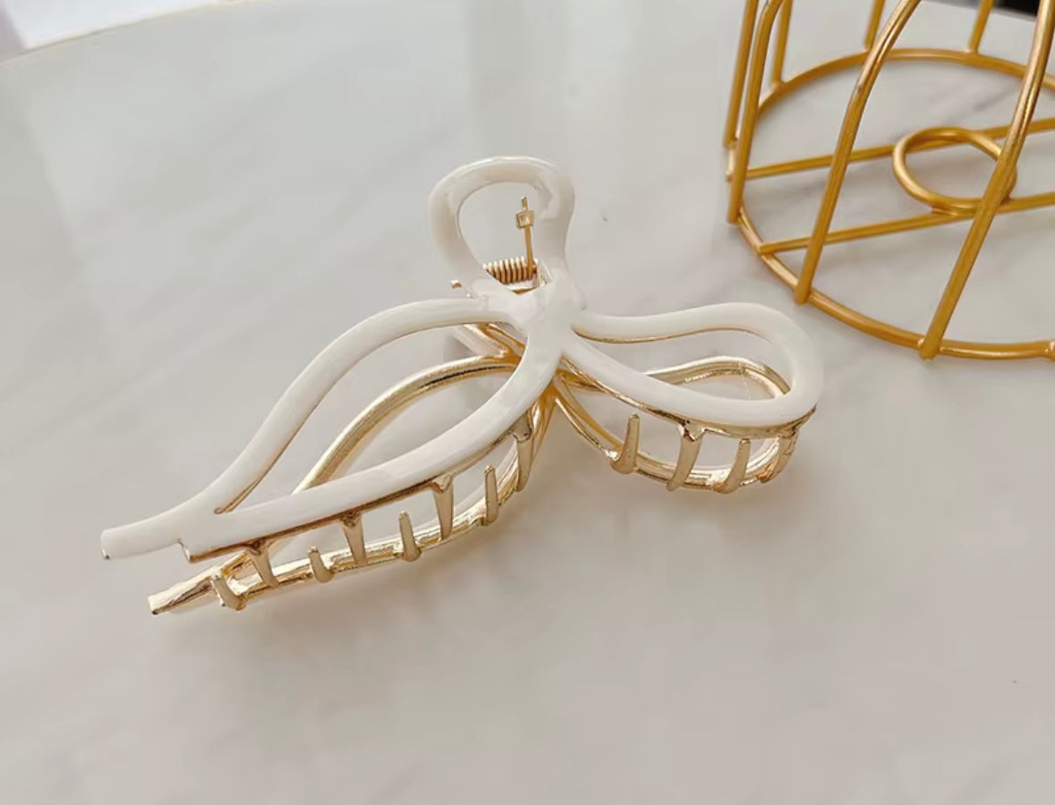 Acetate Bow Knot Hair Claw Clip Luxury Hair Claws in Gold and Marble/ White/ Burgundy/ Pink / Coffee Designs