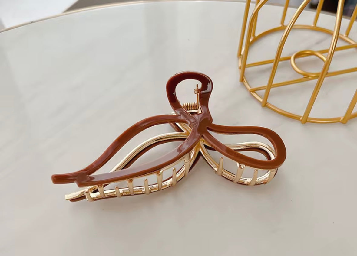 Acetate Bow Knot Hair Claw Clip Luxury Hair Claws in Gold and Marble/ White/ Burgundy/ Pink / Coffee Designs