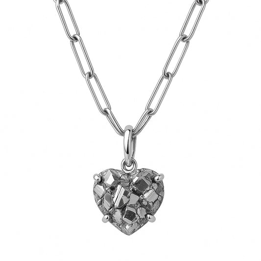 Pyrite Heart Charm - Sterling Silver & Gold plated option.