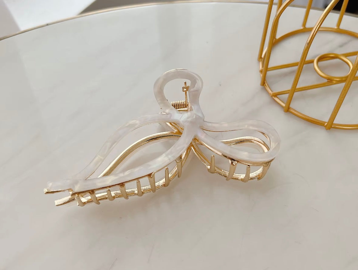 Acetate Bow Knot Hair Claw Clip Luxury Hair Claws in Gold and Marble/ White/ Burgundy/ Pink / Coffee Designs