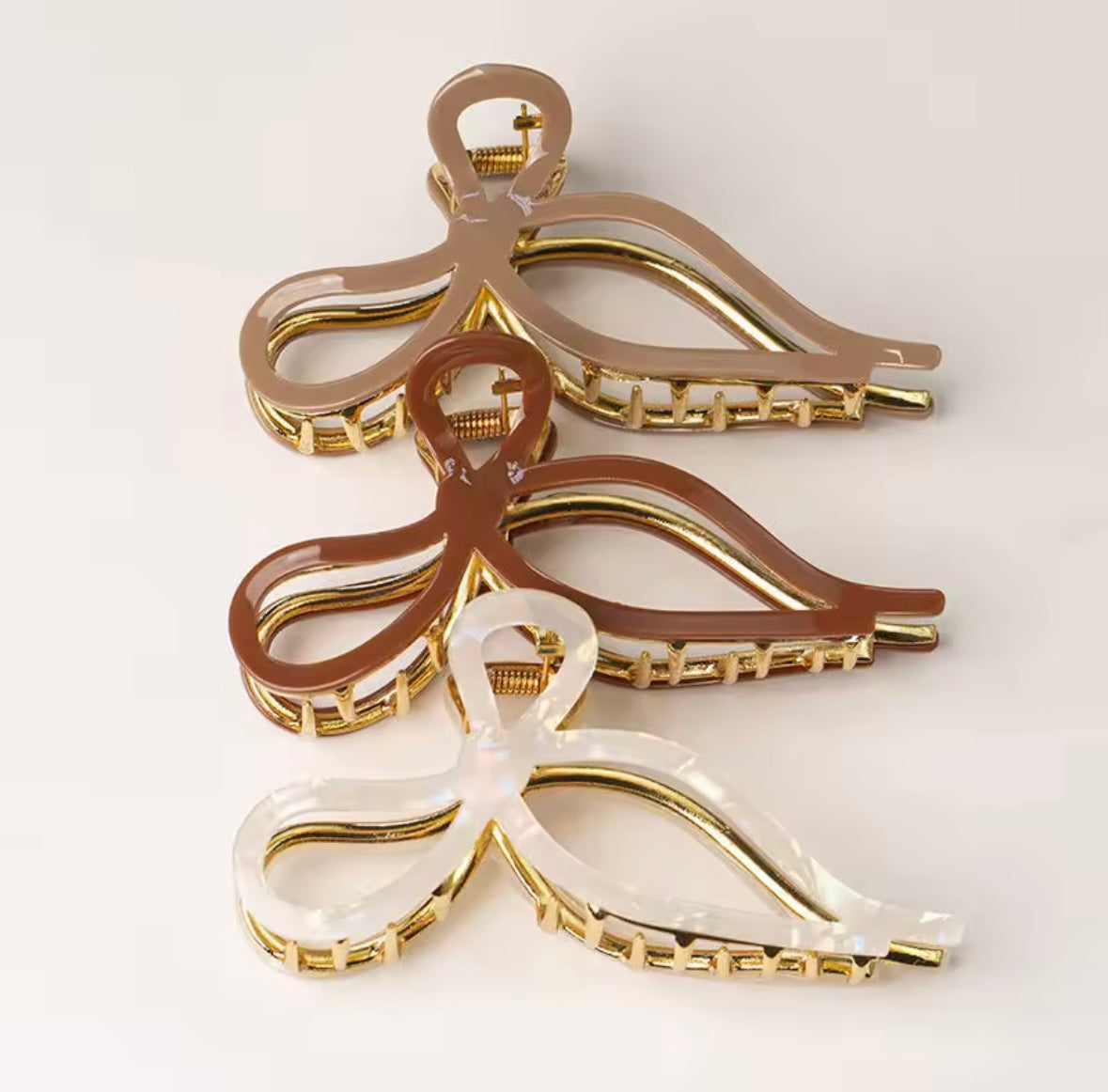 Acetate Bow Knot Hair Claw Clip Luxury Hair Claws in Gold and Marble/ White/ Burgundy/ Pink / Coffee Designs