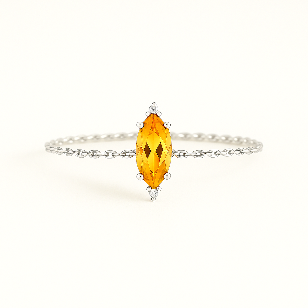 Citrine Sterling Silver Adjustable Rope Ring