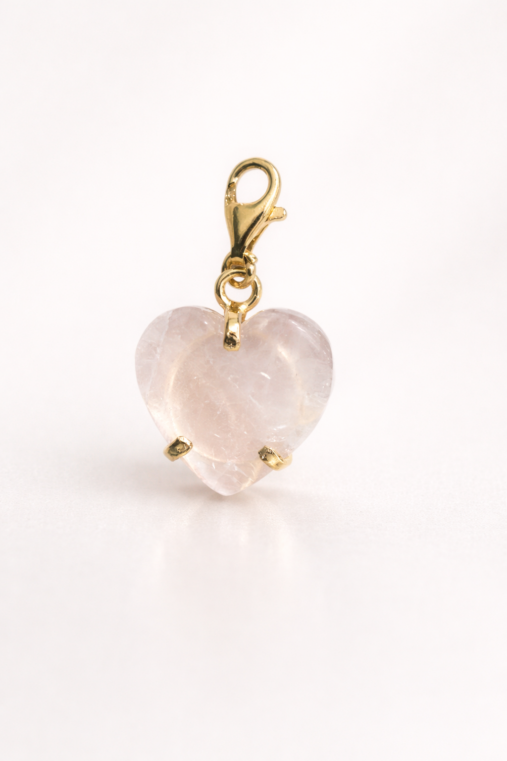 Rose Quartz Heart Charm - Sterling Silver & Gold plated option.