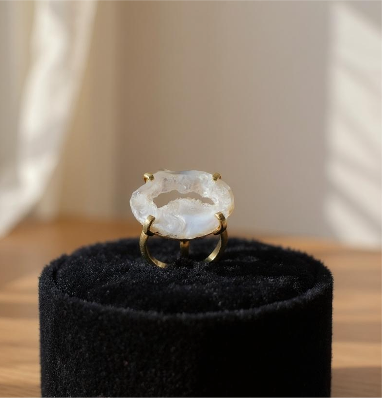 Gold Geode Slice Ring