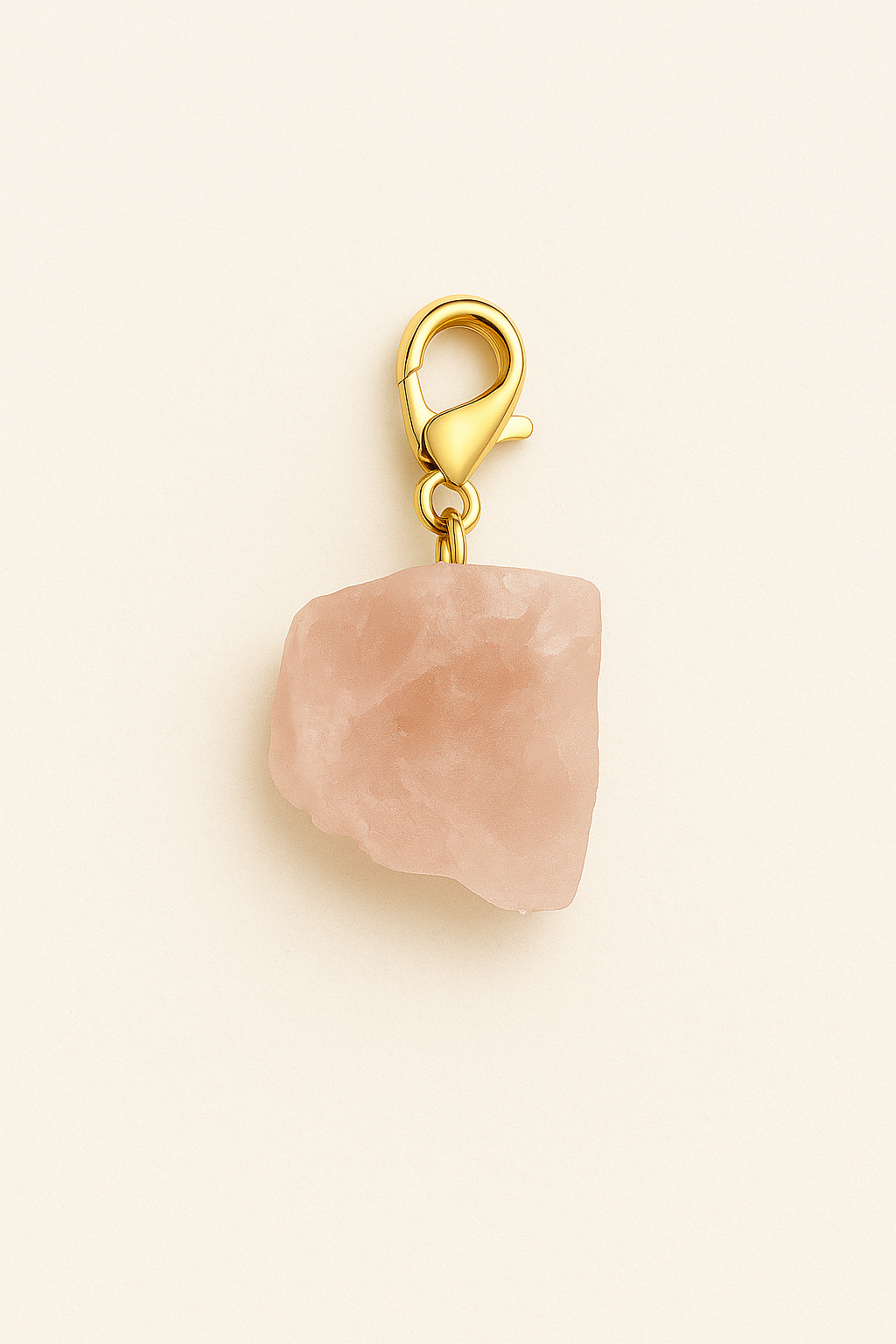 Raw Rose Quartz Charm - Sterling Silver- silver or gold plated option.
