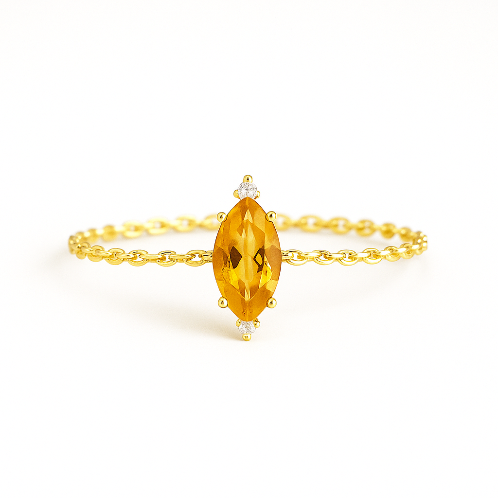 Citrine Vermeil Adjustable Rope Ring