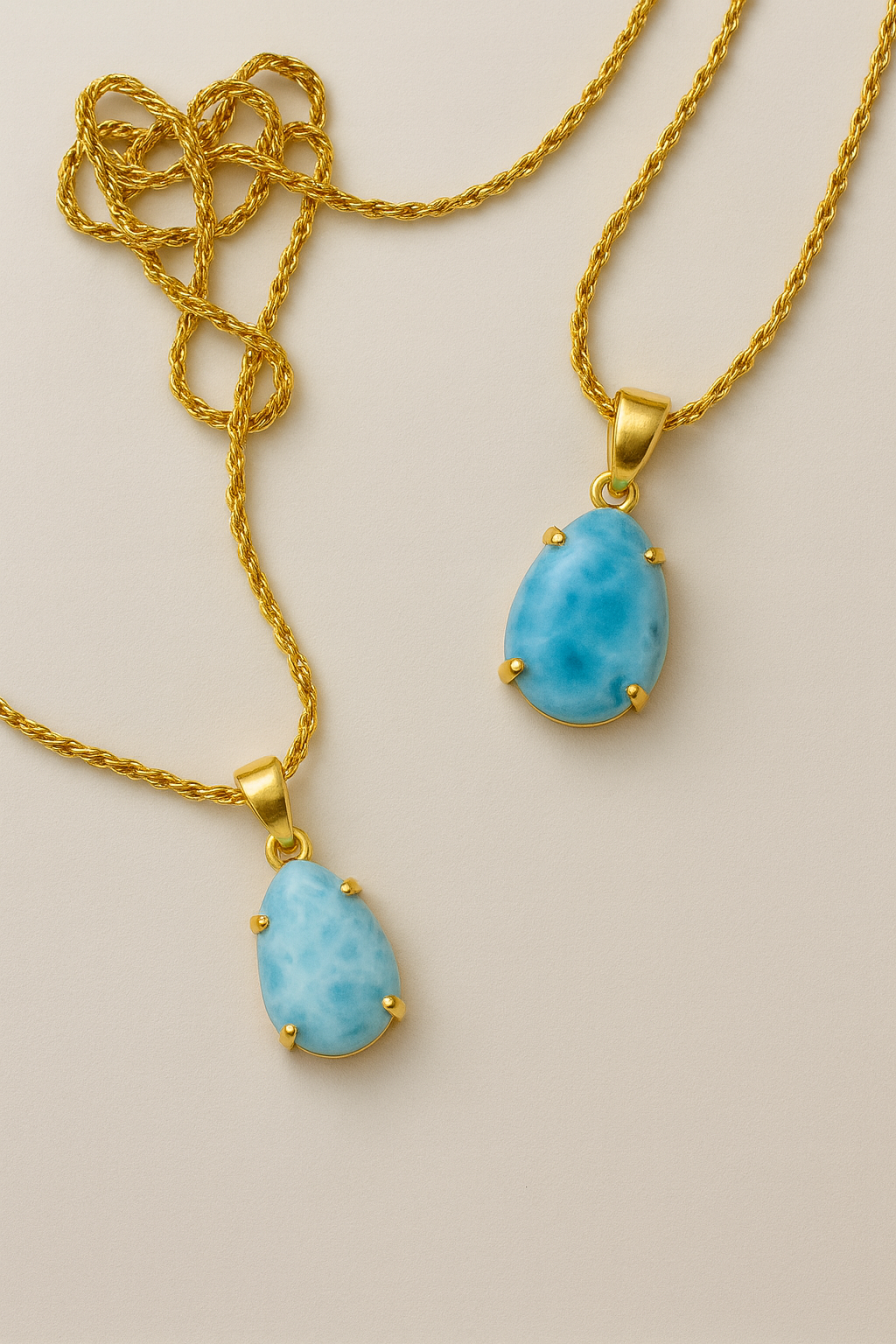 Larimar Pendant With Rope Chain
