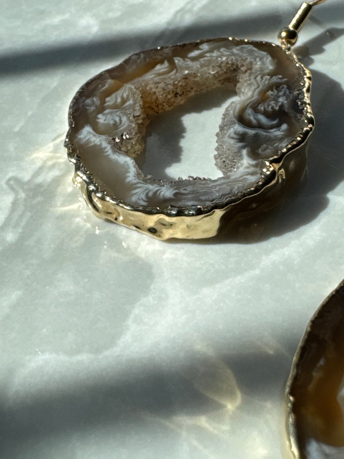 Light Geode slice earrings in GOLD