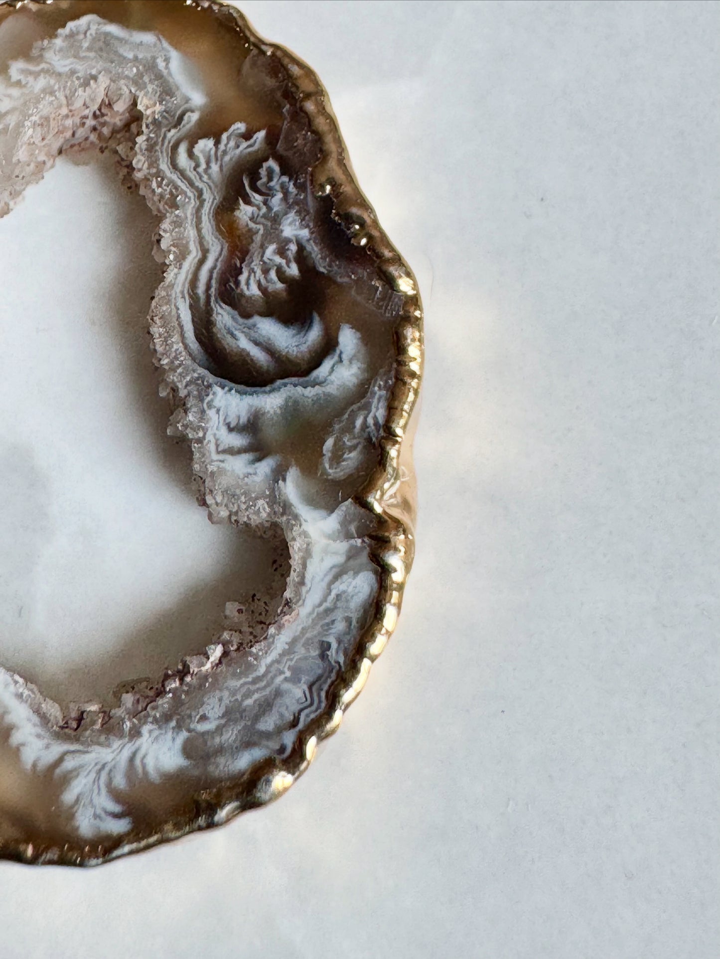 Light Geode slice earrings in GOLD
