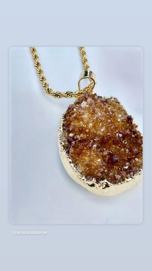 Citrine Cluster pendants, available in 24 Kt gold plates or silver. Citrine-Merchant stone. Pendant ONLY no chain