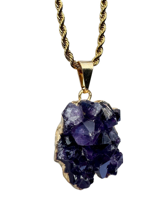 Amethyst crystal 24 KT gold  Or Silver electroplated pendants. PENDANT ONLY no necklace