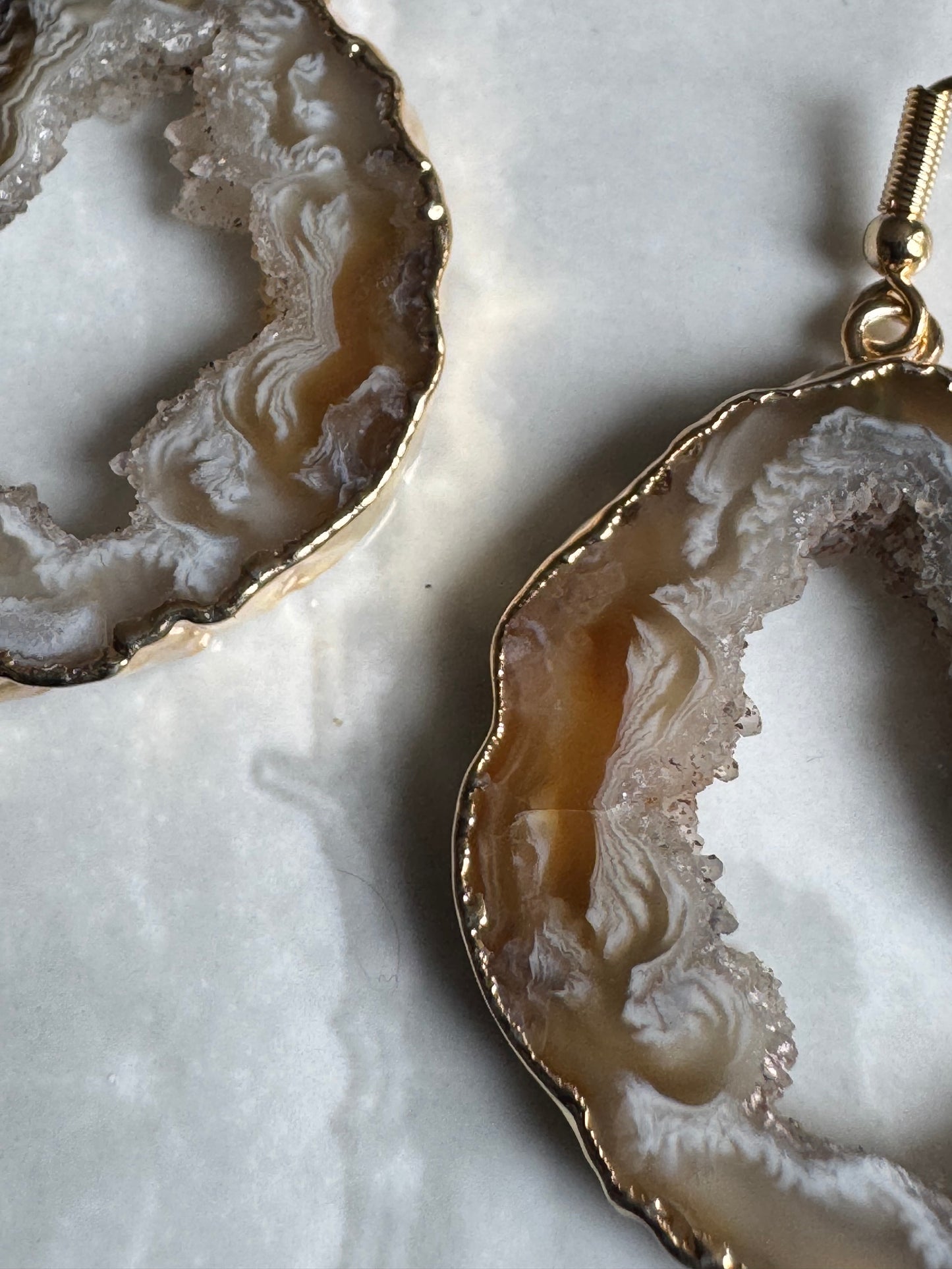 Light Geode slice earrings in GOLD