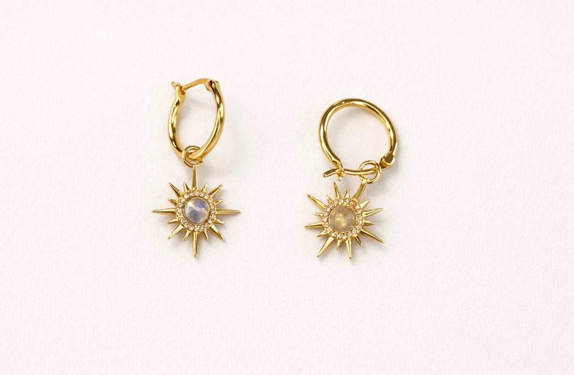 Starburst Labradorite Hoop Earrings