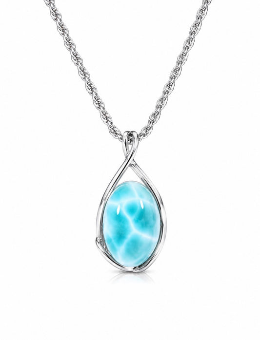 HQ Larimar s925 Pendant WITH Rope chain