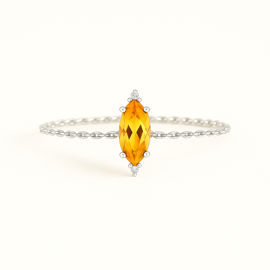 Citrine Sterling Silver Adjustable Rope Ring