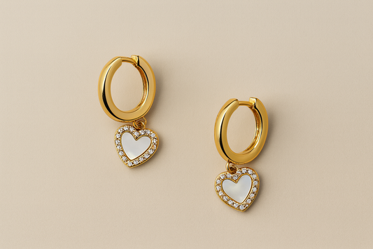 Heart Hoop Mother of Pearl Vermeil Earrings
