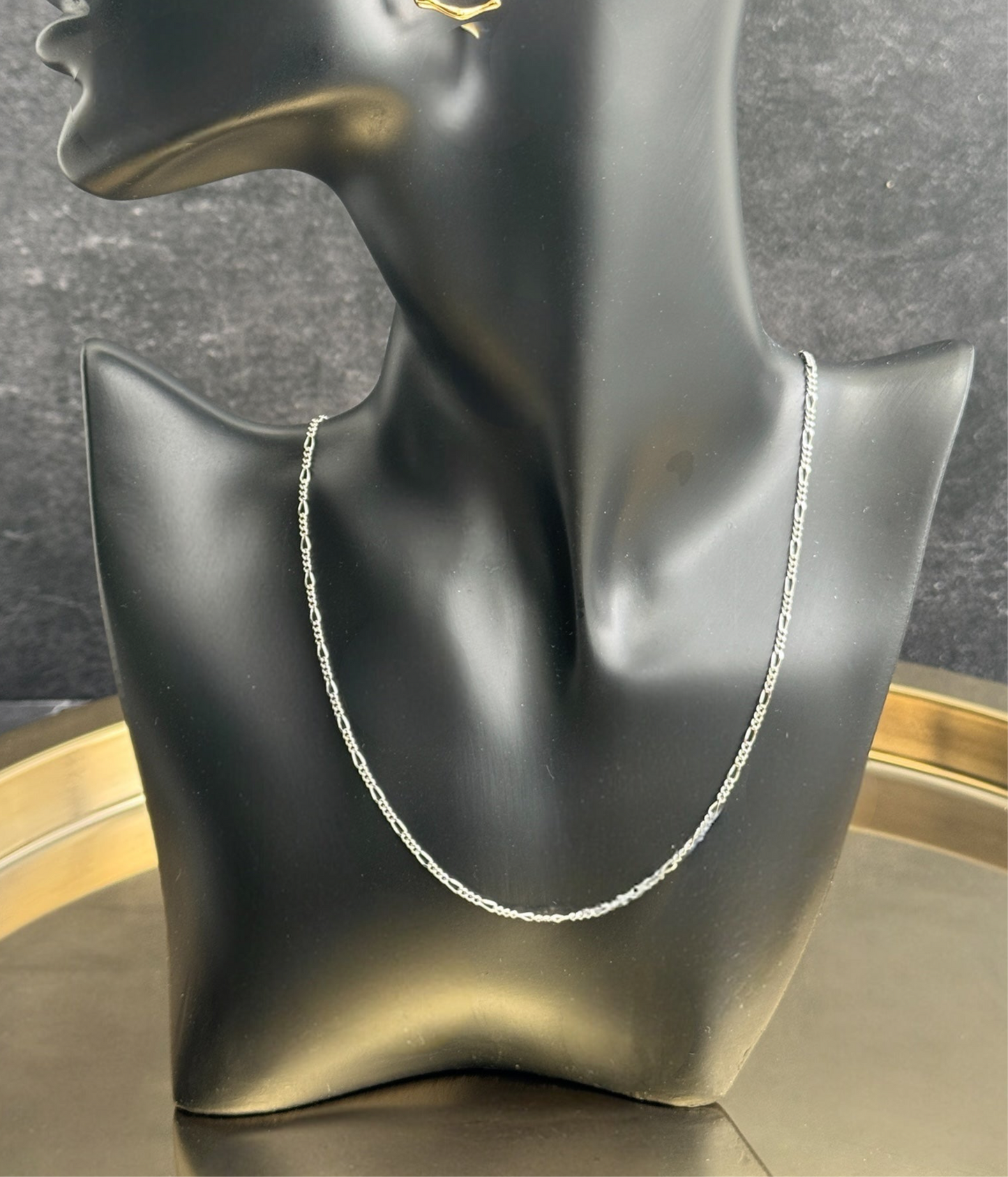 Sterling Silver Figaro chain - 40cm + 5cm extender length