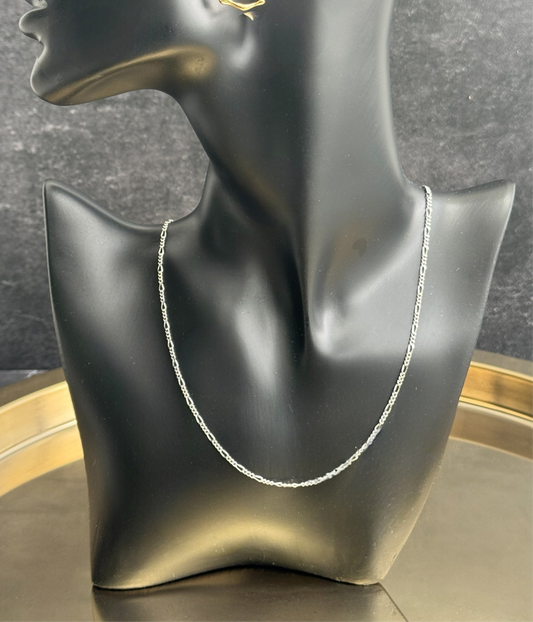 Sterling Silver Figaro chain - 40cm + 5cm extender length