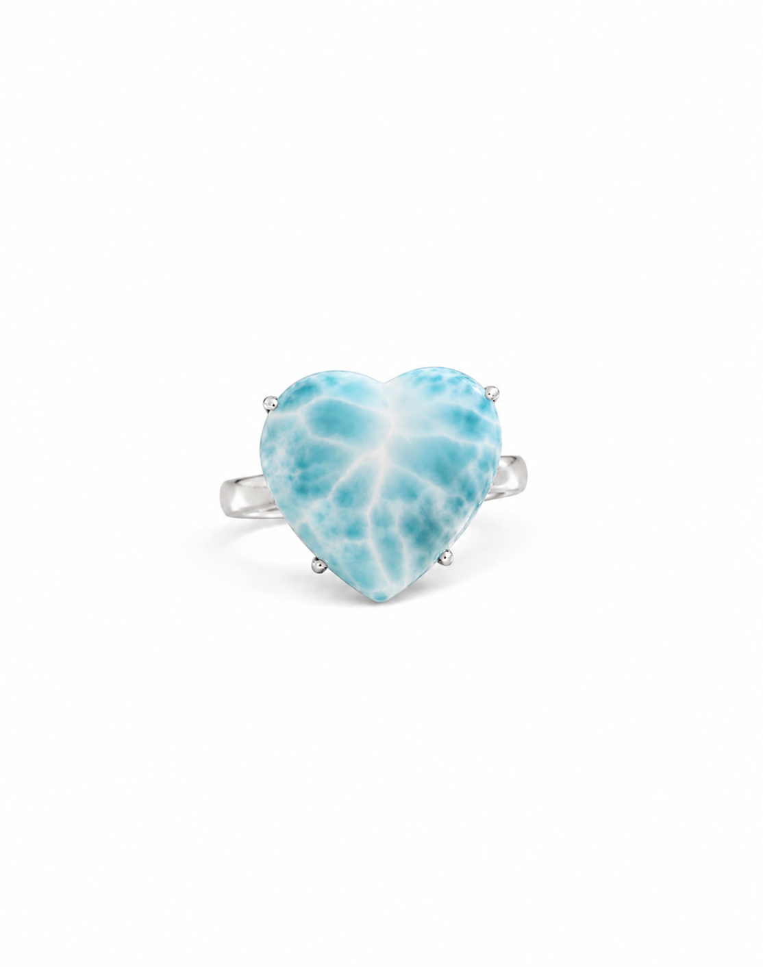 HQ Larimar Heart S925 ring with an Adjustable band