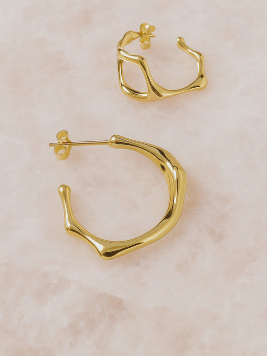 Rita Earrings- 18 Kt Vermeil Gold plated Sterling Silver Hoops