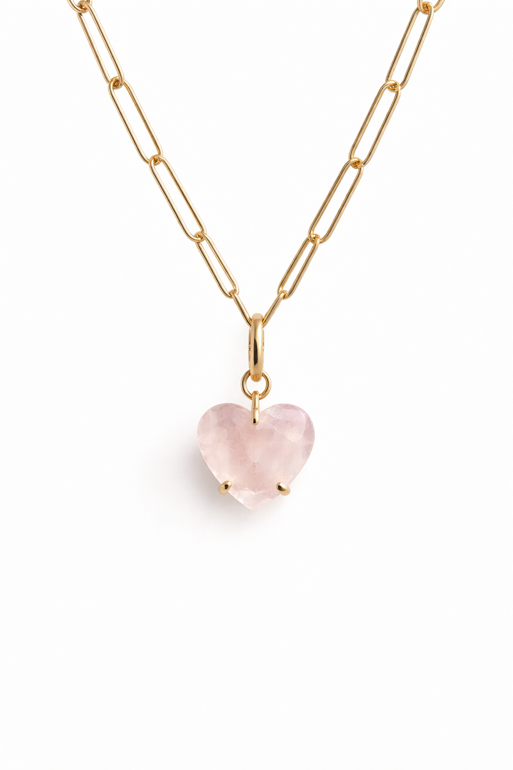 Rose Quartz Heart Charm - Sterling Silver & Gold plated option.