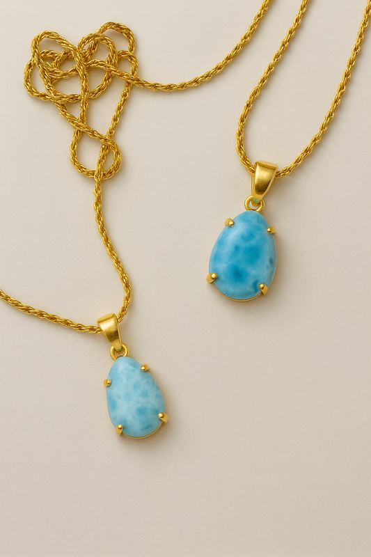 Larimar Pendant With Rope Chain
