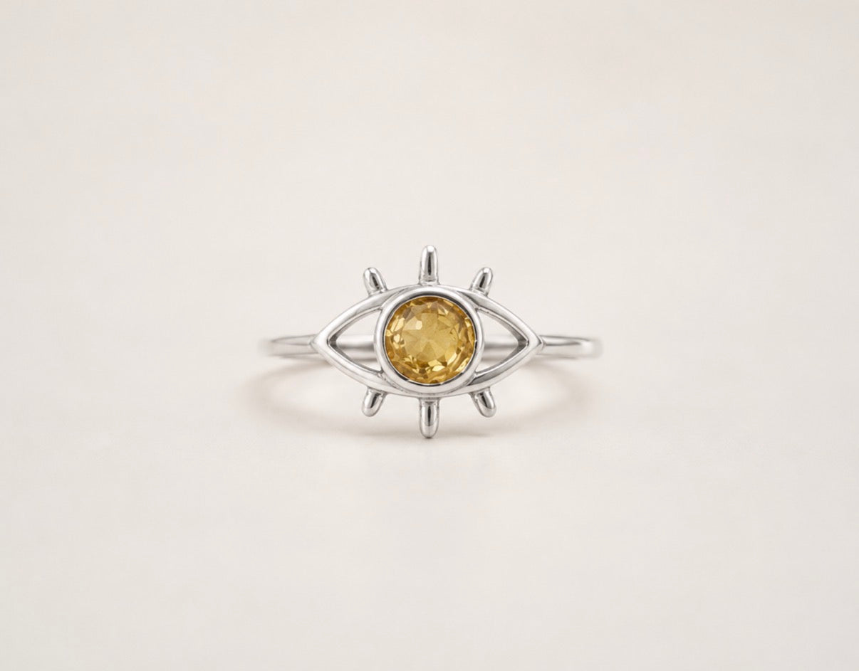 Citrine Third Eye ring S925 ring with an Adjustable band