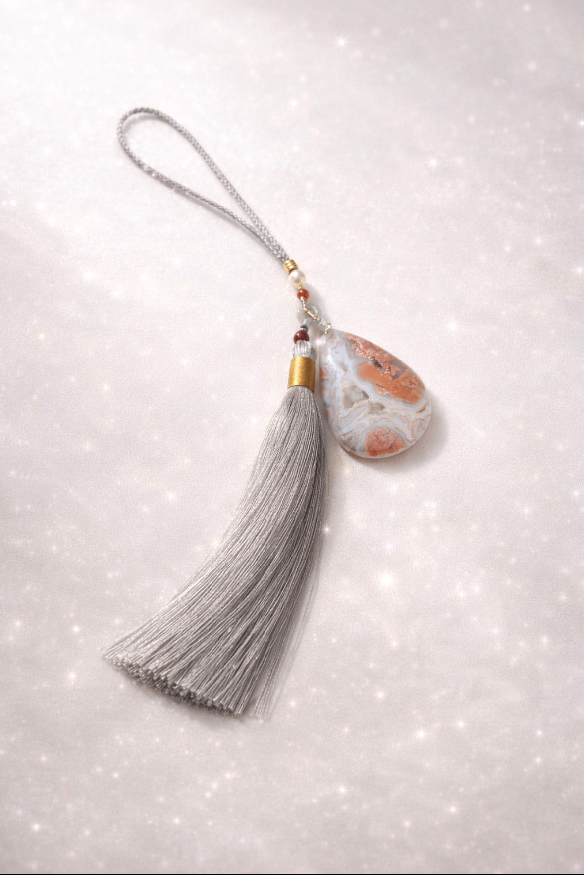 Pink Lace Agate Tassel