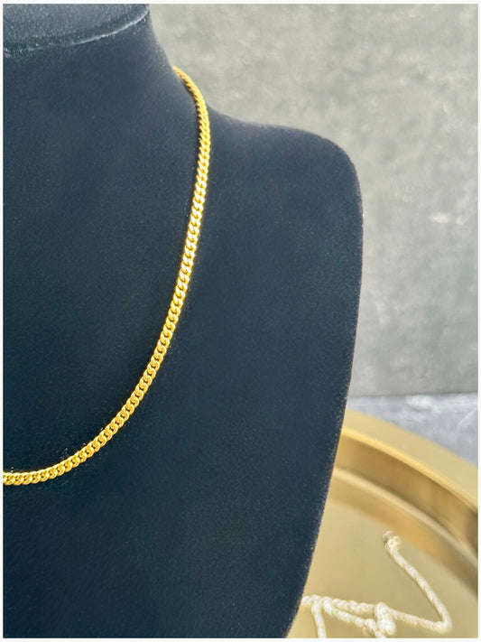 3mm thick Curb Chain Necklace Vermeil 18Kt Gold plated necklace chain 35 + 5cm extender  length