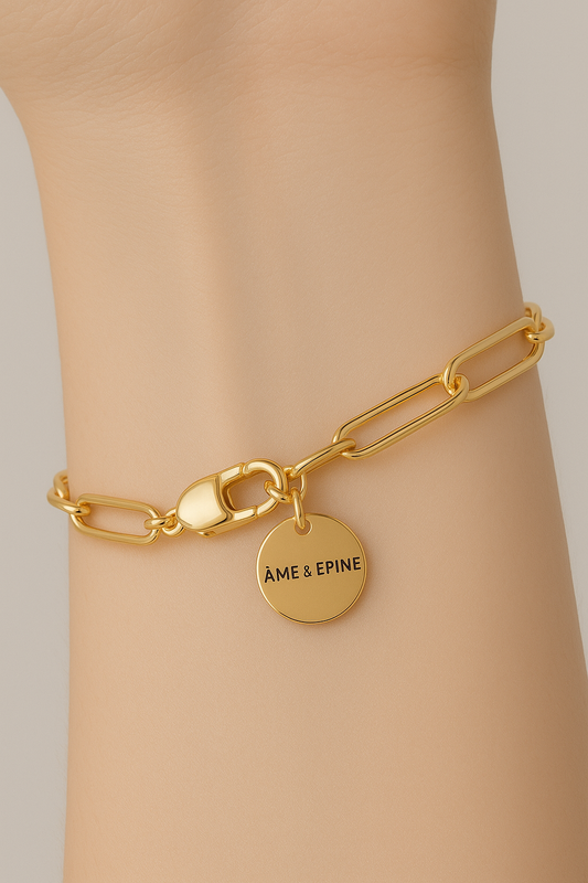 Paper clip Vermeil Bracelet 18Kt Gold plated 17cm length