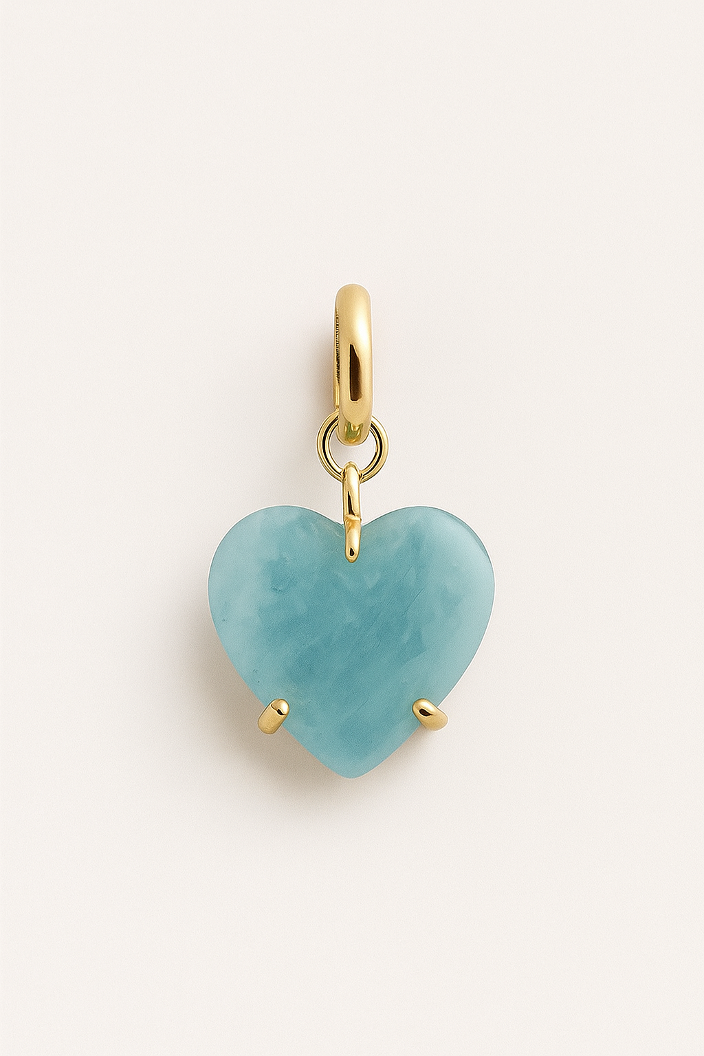 Aquamarine Heart Charm - Sterling Silver & Gold plated option.