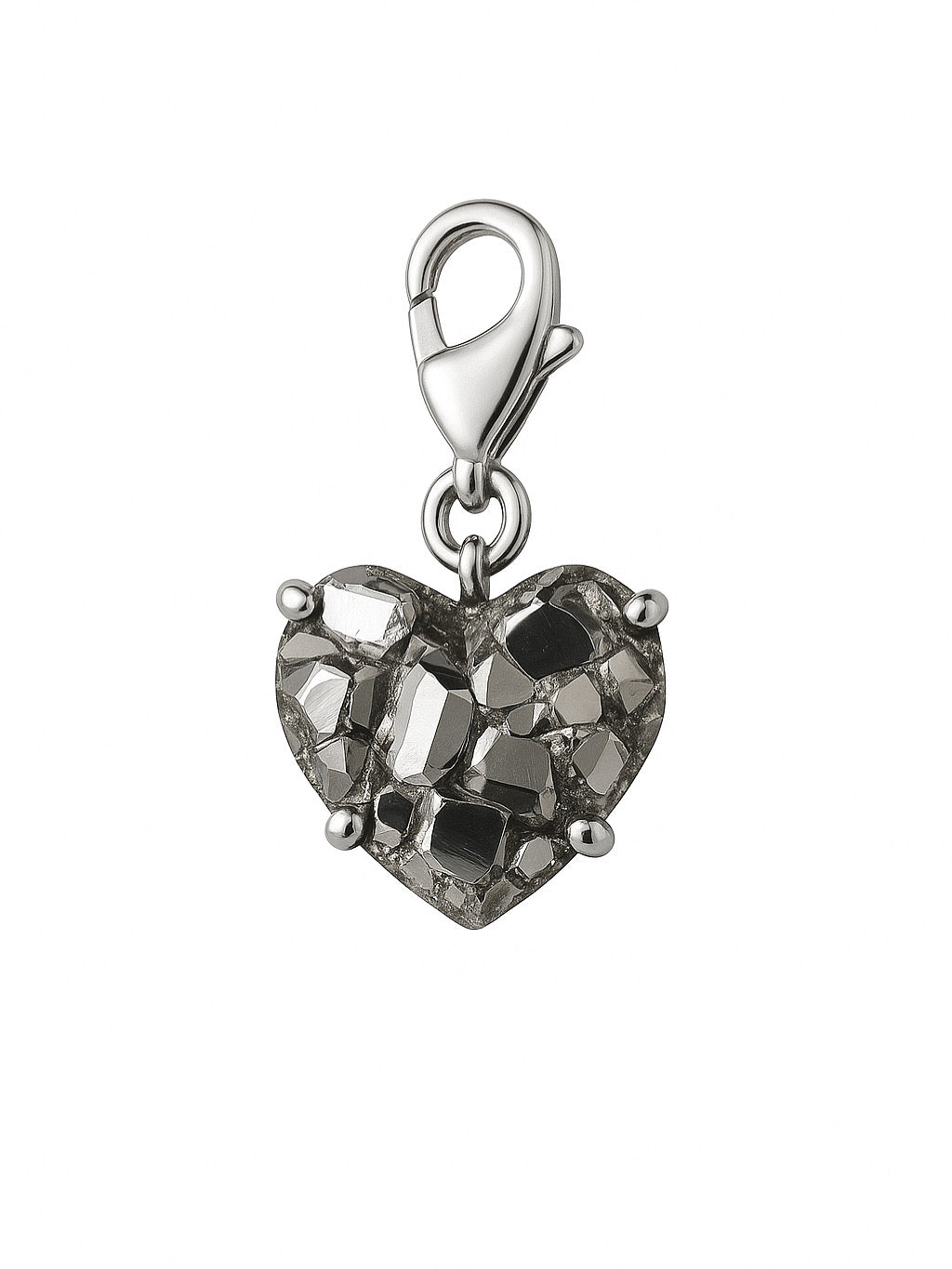 Pyrite Heart Charm - Sterling Silver & Gold plated option.
