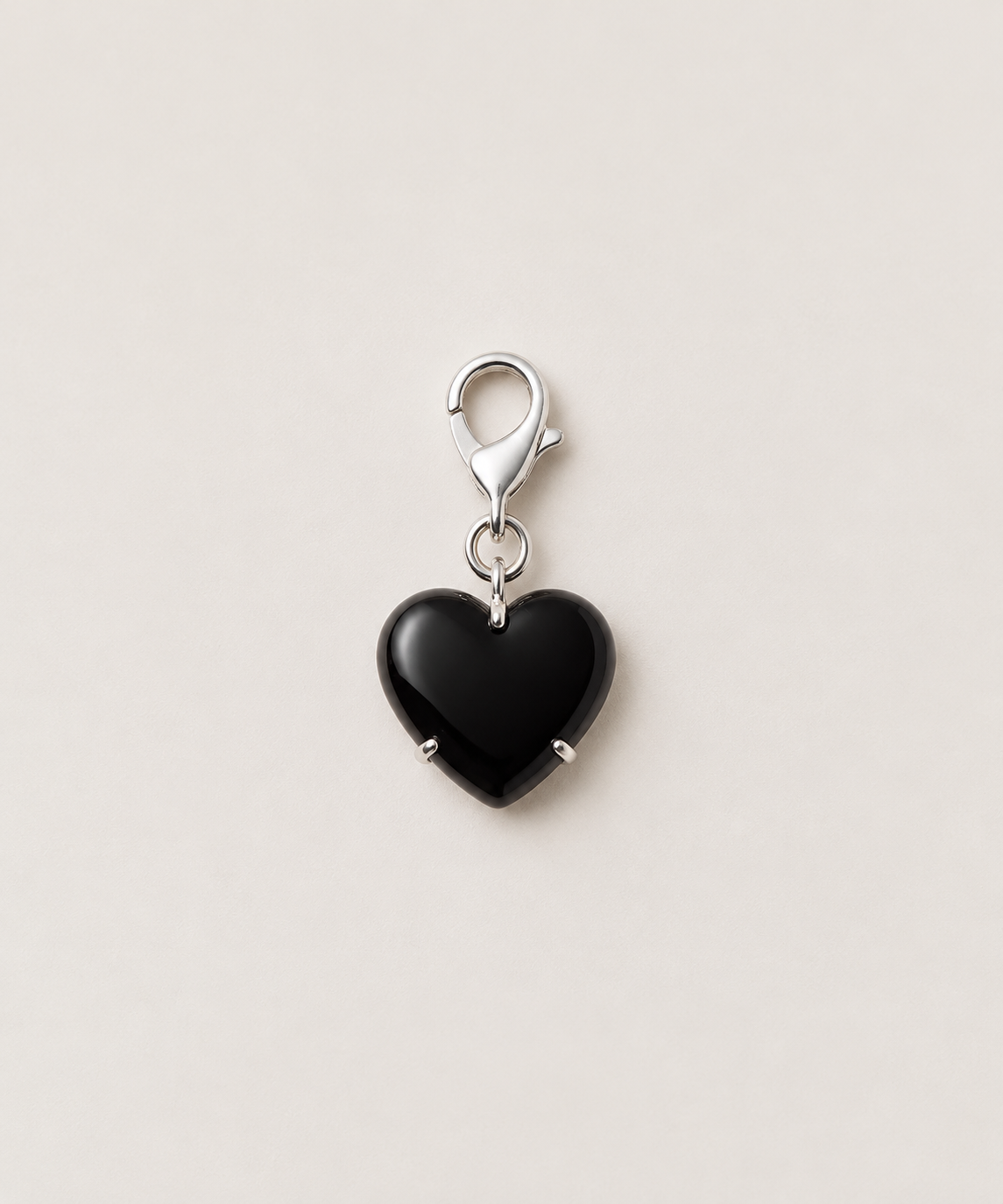 Black Onyx Heart Charm - Sterling Silver & Gold plated option.