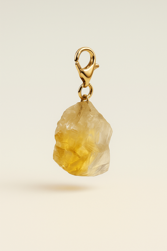 Raw Citrine Charm - Sterling Silver- silver or gold plated  option.