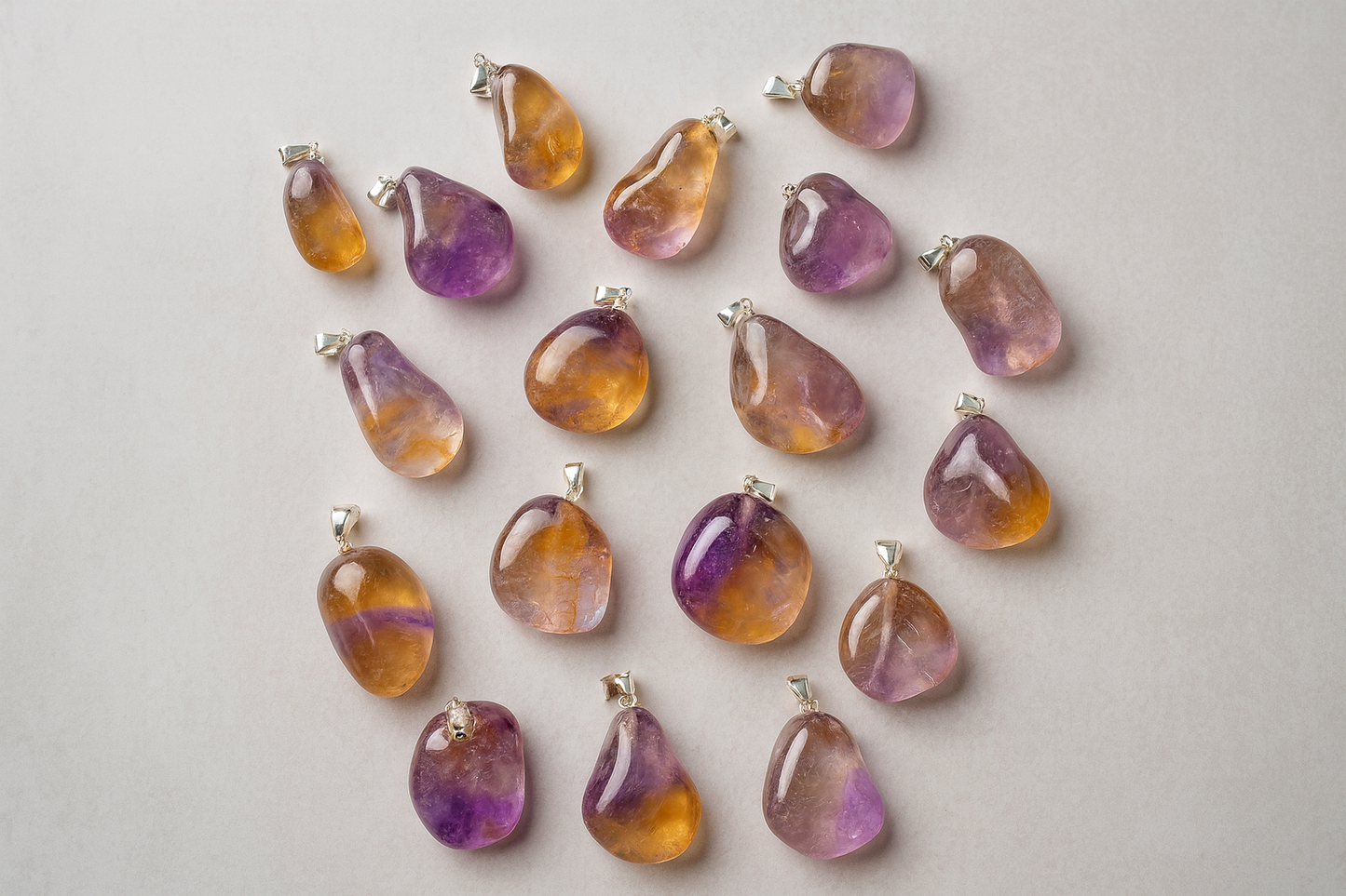 Ametrine Pendant- Real Amethyst & Citrine Combined Crystal Pendant for Healing, Balance & Clarity